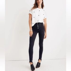 9" High-Rise Skinny Madewell Jeans in Black: Button-Through Edition